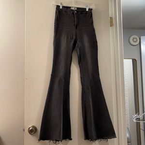 Black Denim Flare Leg Jeans